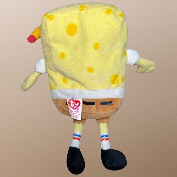 2010 Ty Beanie Babies Spongebob Squarpants Plush with Pencil - Picture 4 of 4